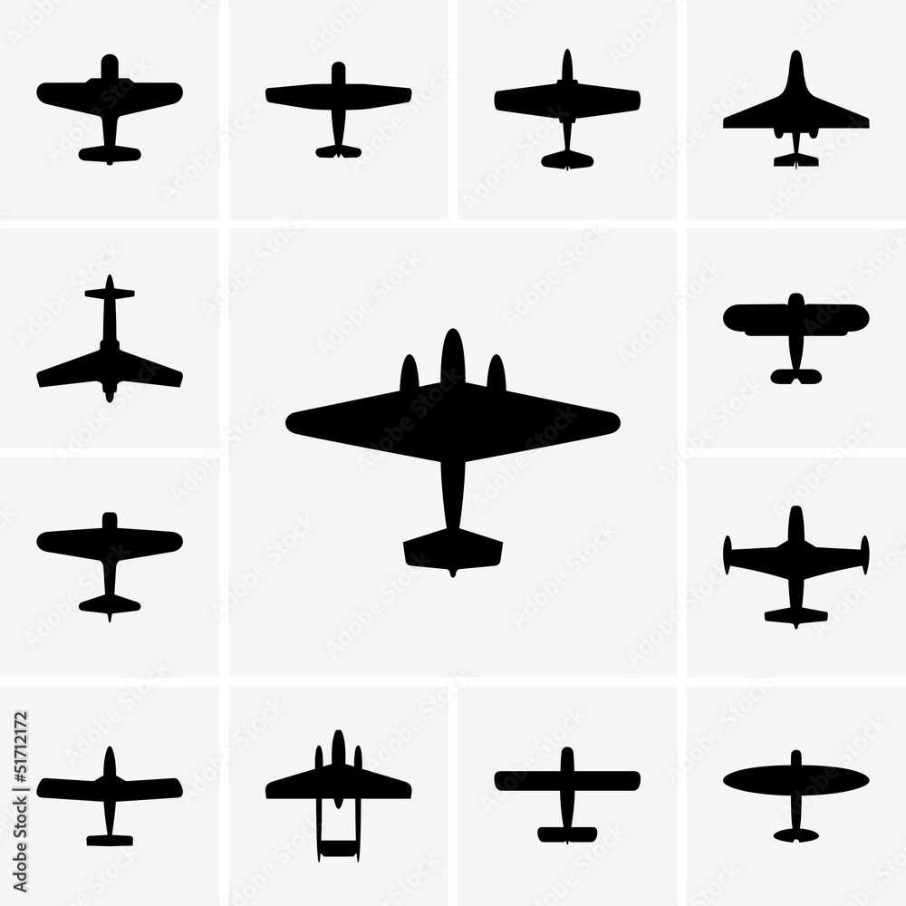 Set of airplanes icons