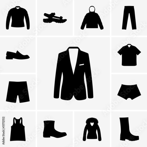 Set of man clothers icons