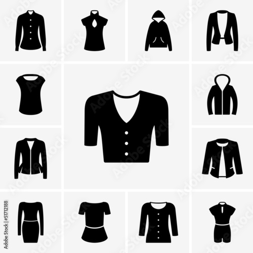 Set of woman clothes icons