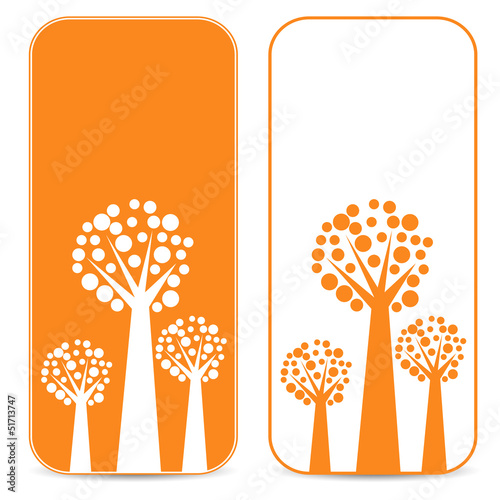 white and orange trees