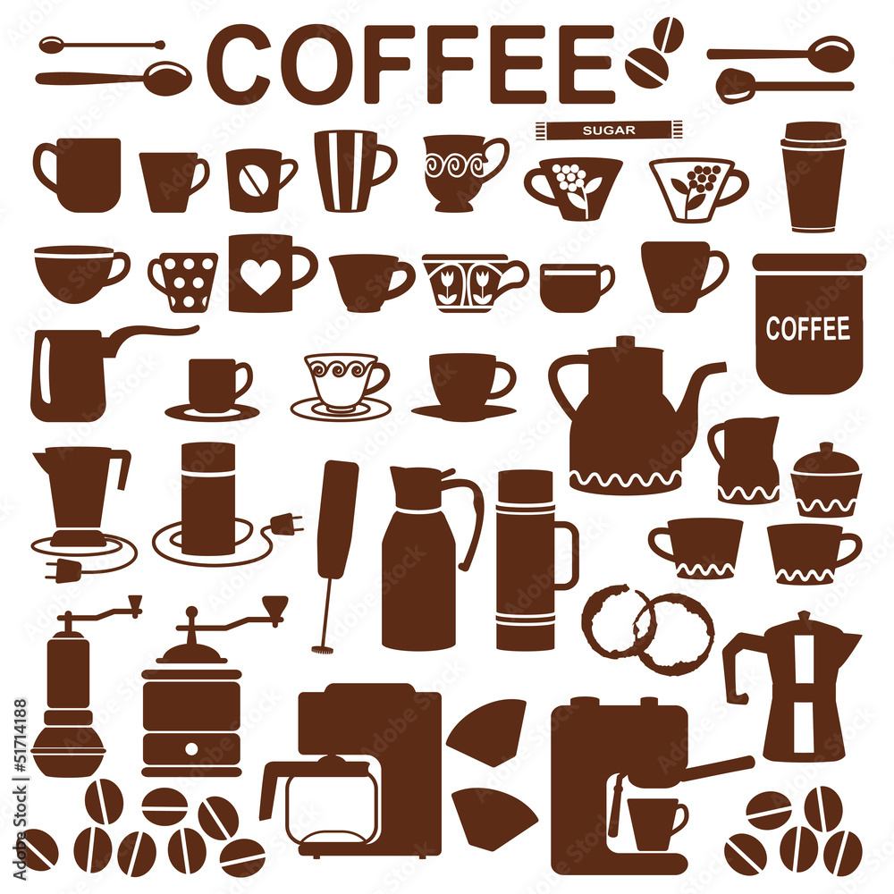 Coffee related silhouette symbols Coffee related silhouette symbols