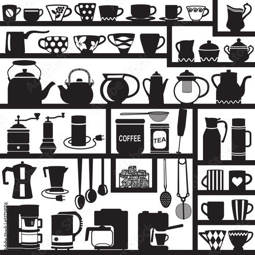 Coffee and tea related silhouettes