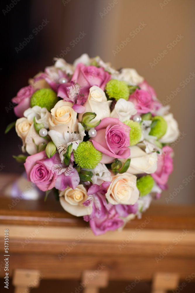 Beautiful wedding bouquet of fresh pink roses bridal flowers Beautiful wedding bouquet of fresh pink roses bridal flowers