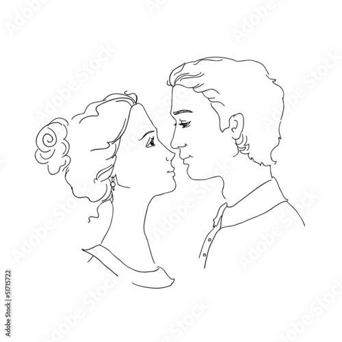 Sketch of loving couple