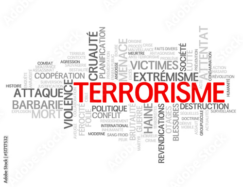 Terrorism word cloud on white background