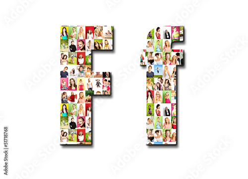 lot of people portraits - letter F large size