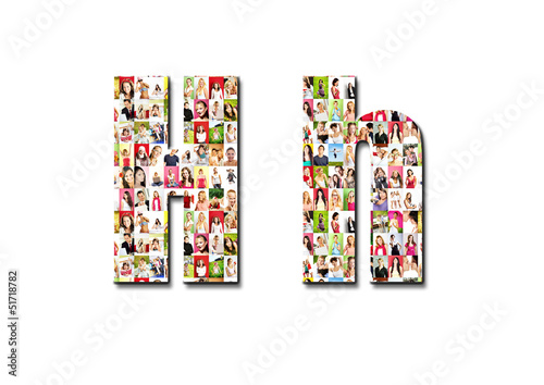 lot of people portraits - letter H large size