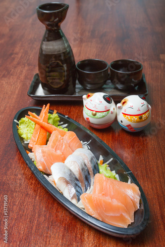 Raw seafood sashimi set