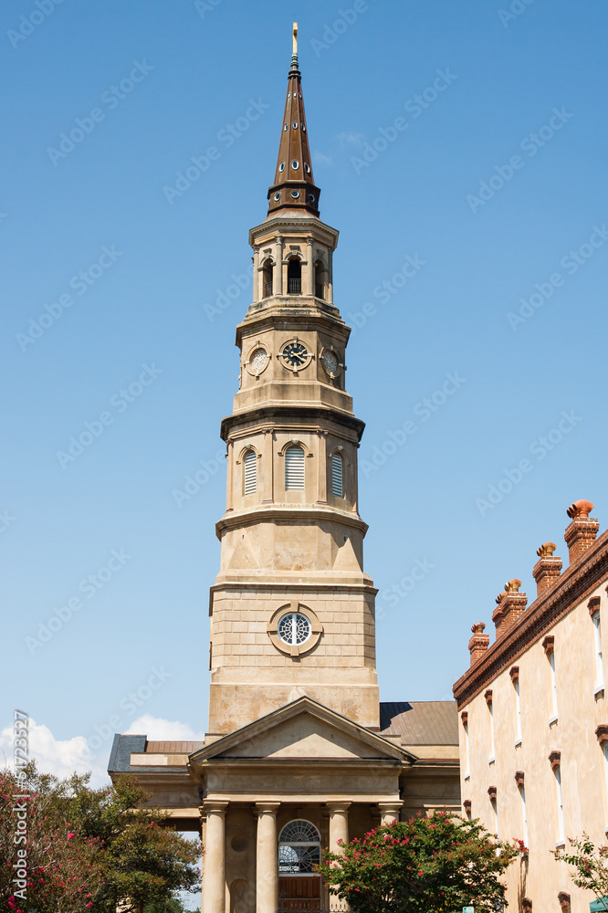 Brown Stone Steeple on Church