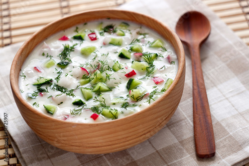 Cold soup with vegetables and dill