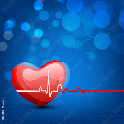 Heart and heartbeat symbol on reflective surface.