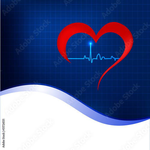 Heart and heartbeat symbol on reflective surface.