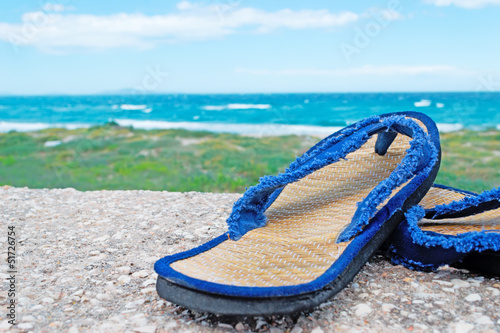 flip flop by the shore