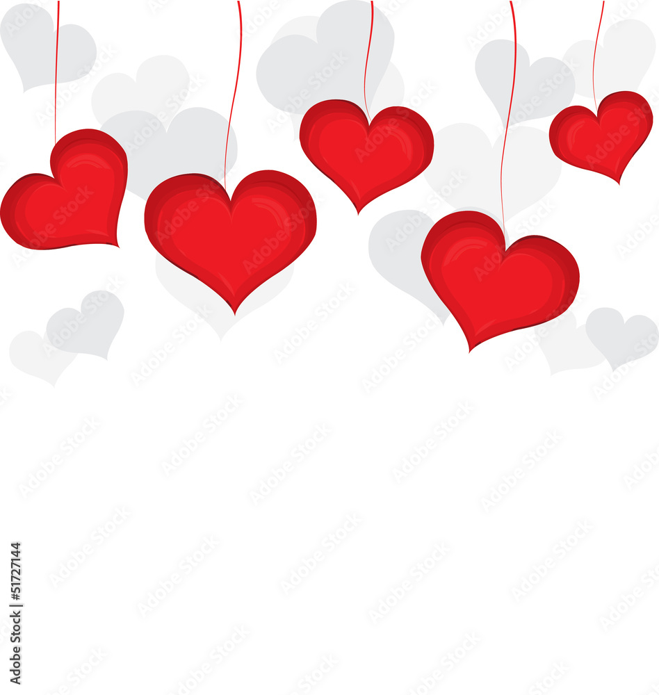 red valentine day heart background. Vector illustration.