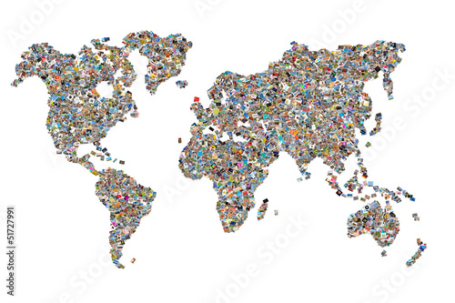 Carte du monde photos  fond blanc