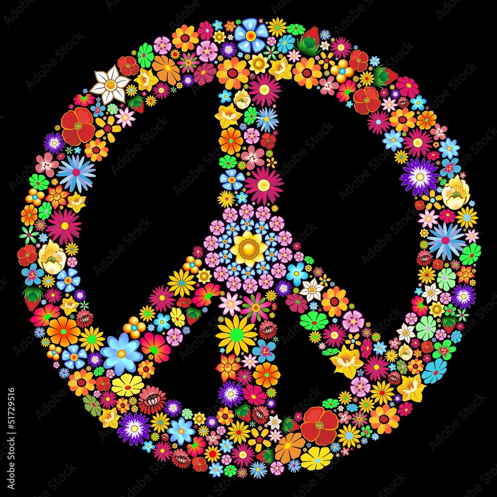 Peace Symbol Groovy Flowers Design-Pace Simbolo Floreale Peace Symbol Groovy Flowers Design-Pace Simbolo Floreale