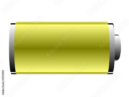 battery of yellow on a white background