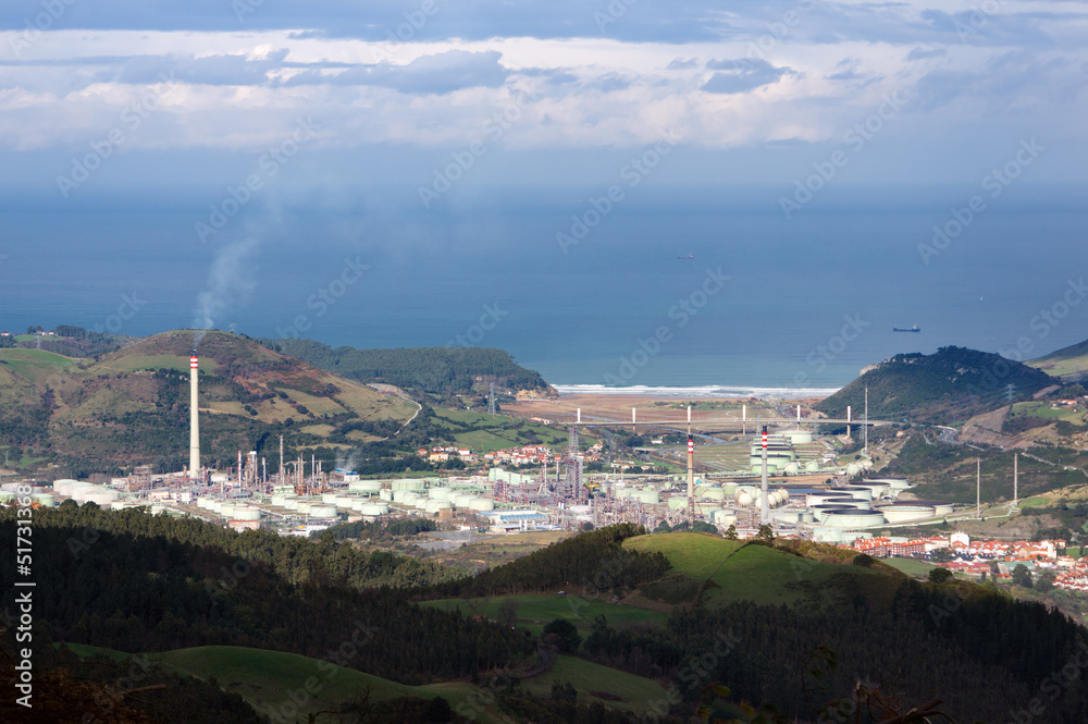 Petrochemical refinery with smoke polluting environment