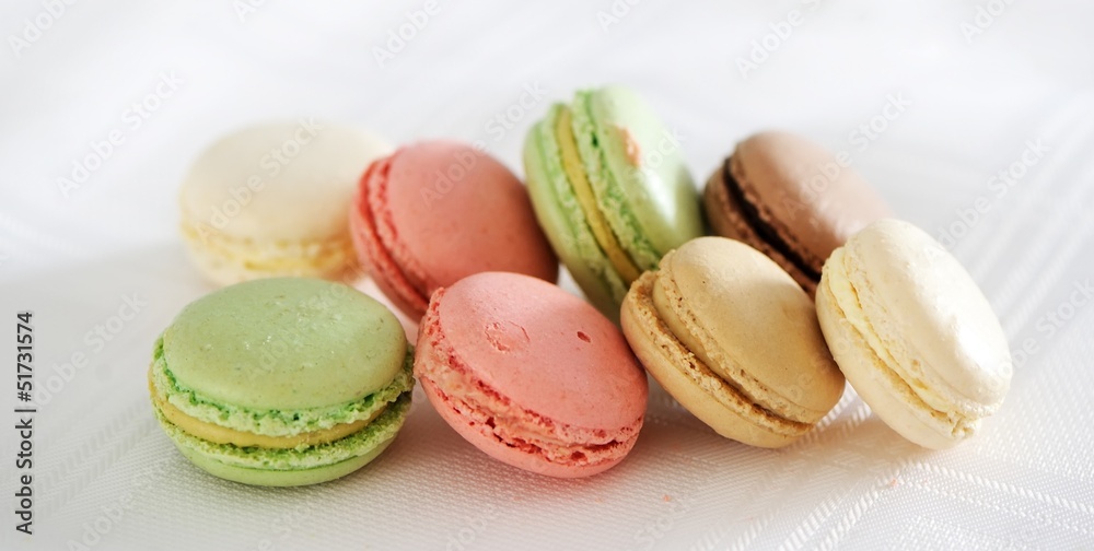 Colorful macaroons on white background Colorful macaroons on white background
