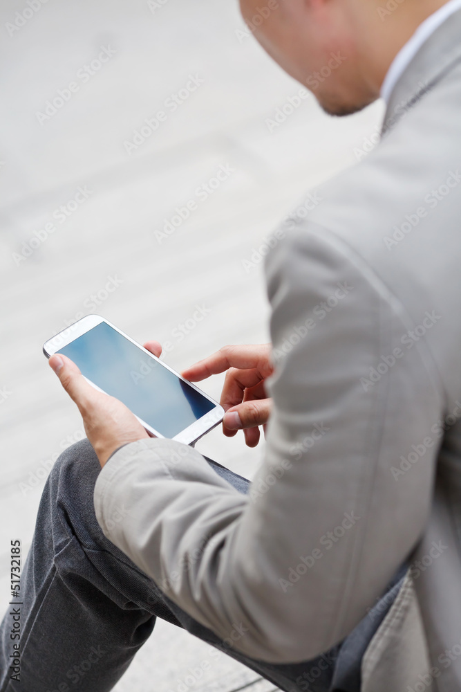 Man using mobile smart phone Man using mobile smart phone