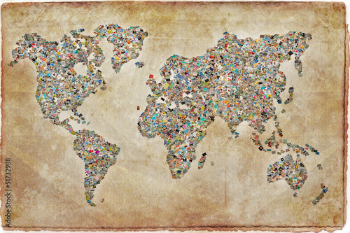 Carte du monde photos, texture vintage #51732988