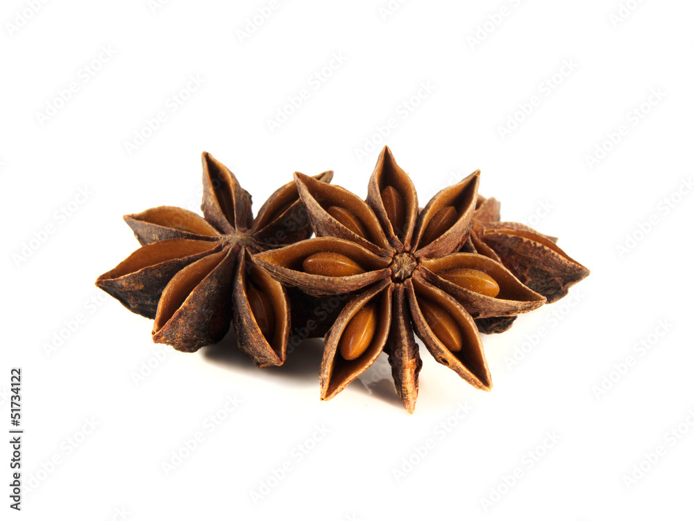Anise stars isolated on white background. Anise stars isolated on white background.