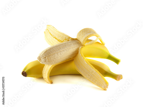 Two bananas isolated on white background