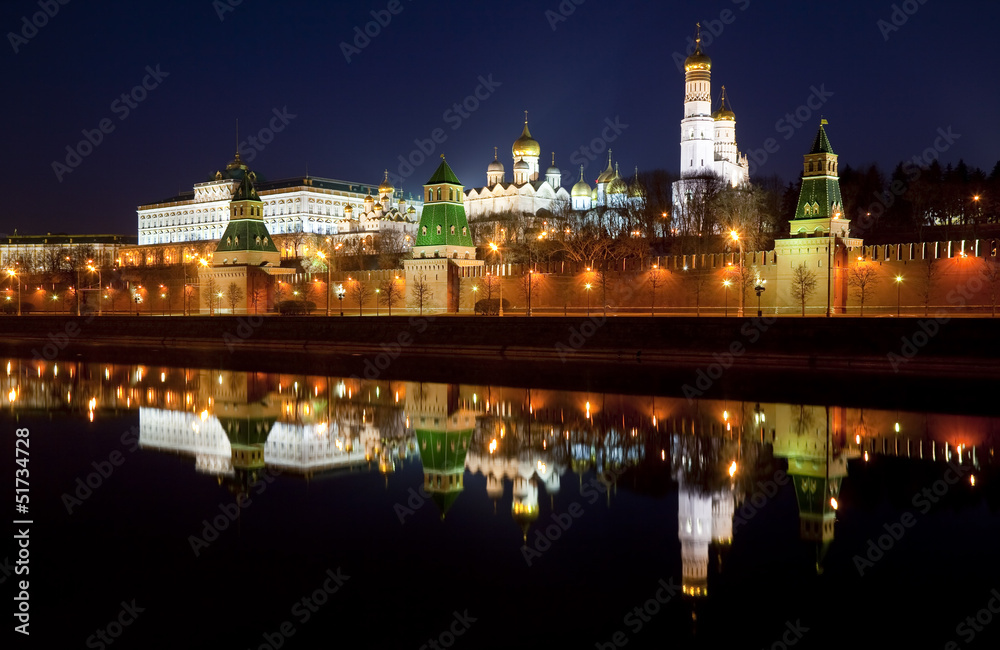Panorama of the Moscow Kremlin at night