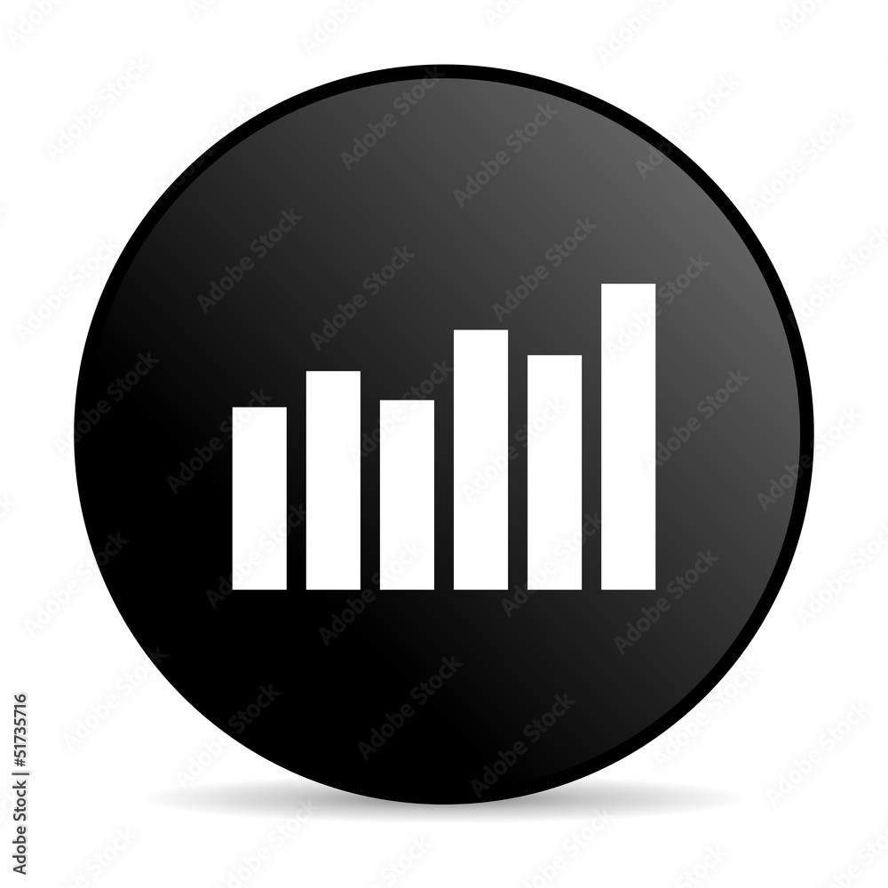 bar graph black circle web glossy icon bar graph black circle web glossy icon