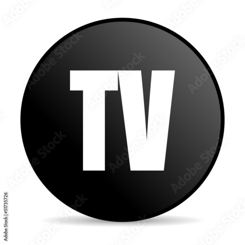 tv black circle web glossy icon