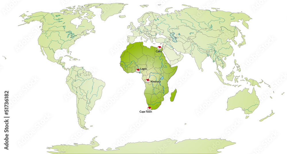 Fototapeta Landkarte von Afrika und der Welt
