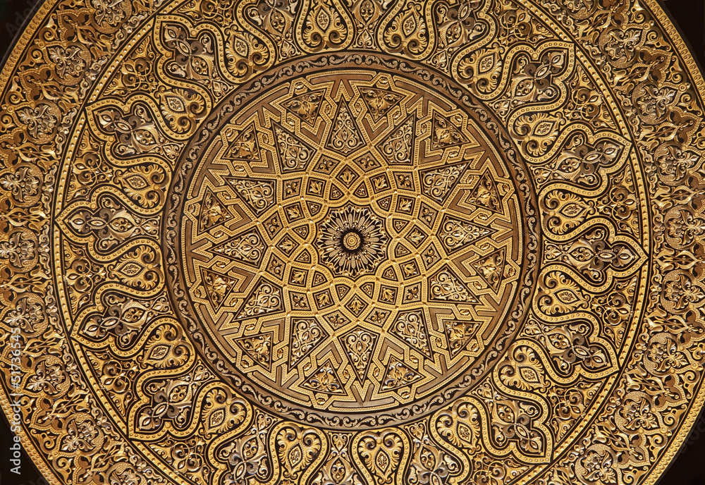 Toledo - Detail of typical damascening plate. - obrazy, fototapety, plakaty 