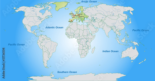 Landkarte von Europa und der Welt