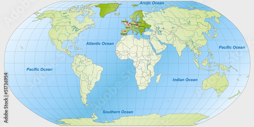 Landkarte von Europa und der Welt