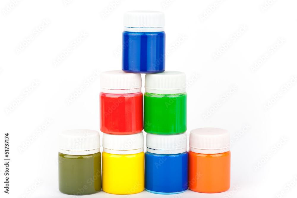 Colorful paints isolated on a white backgrounds Colorful paints isolated on a white backgrounds