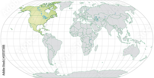 Landkarte von Nordamerika und der Welt