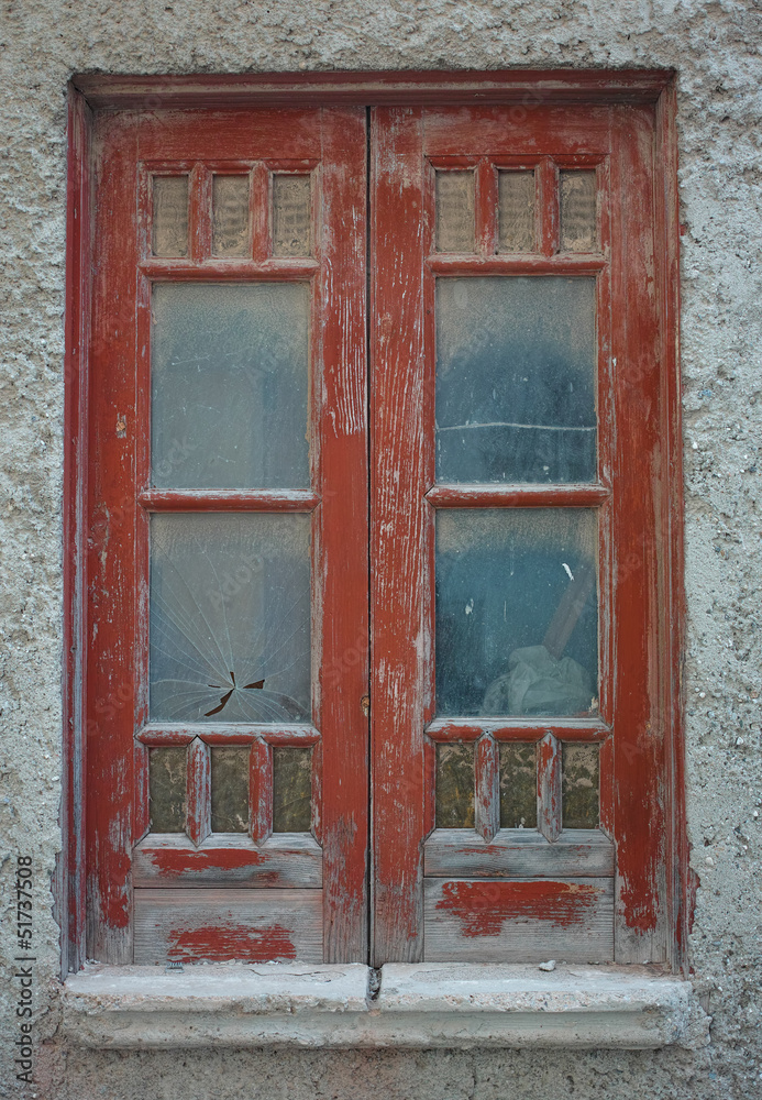 rustic red window