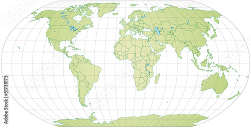Weltkarte mit Gradnetzdarstellung