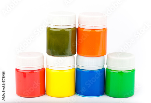Colorful paints isolated on a white backgrounds