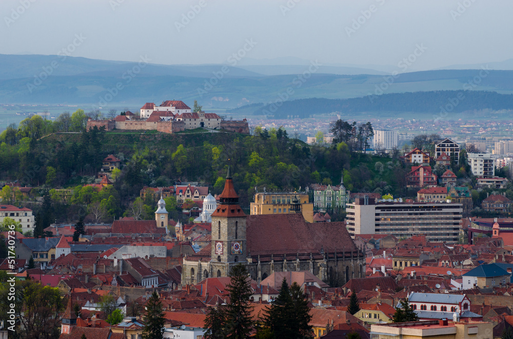 Aerial view of Brasov city centre