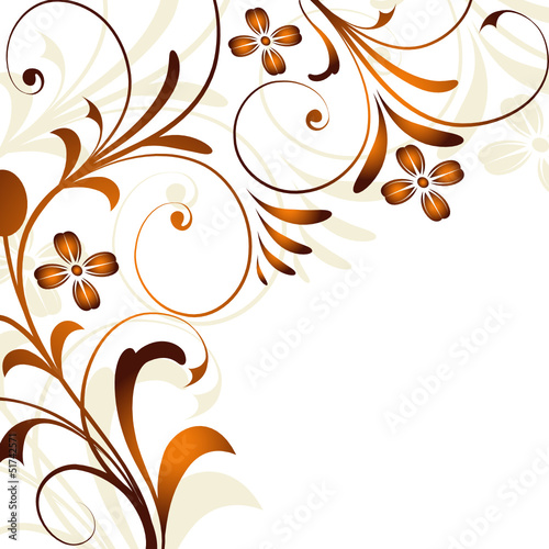 abbild, abstrakt, floral, orange, braun, flora, blatt, blüte, 