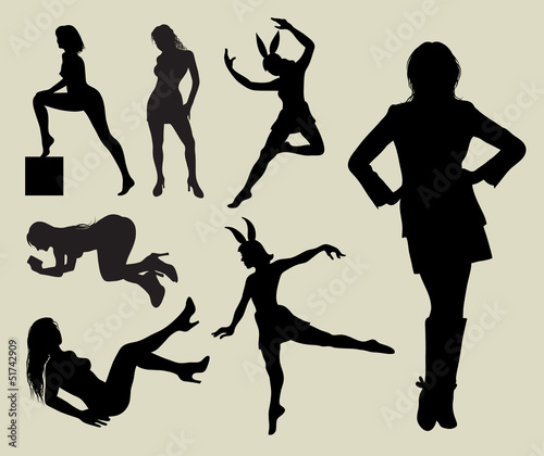 Sexy Girl Silhouettes, Smooth and Detail Vectors