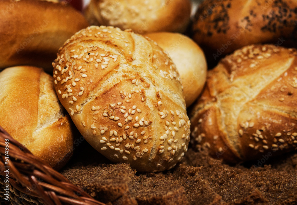Bread buns in a basket