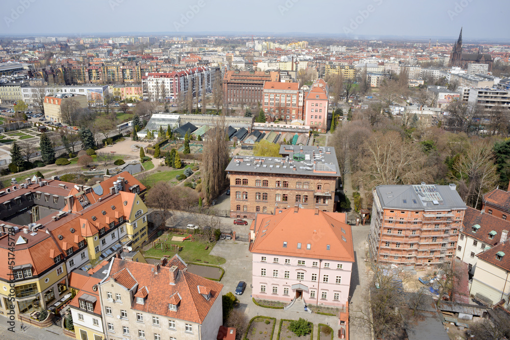 Wroclaw botanical garden aerial view