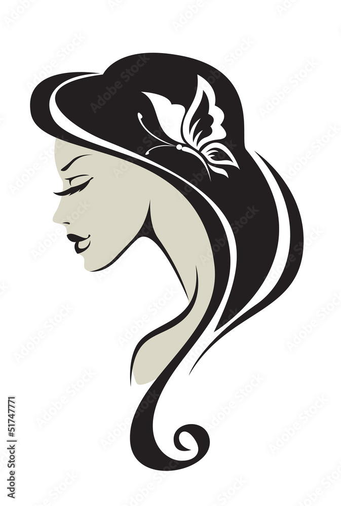 Black and white silhouette of the girl Black and white silhouette of the girl