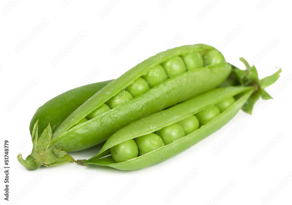 Green peas in stryuchka isolated on the white Green peas in stryuchka isolated on the white