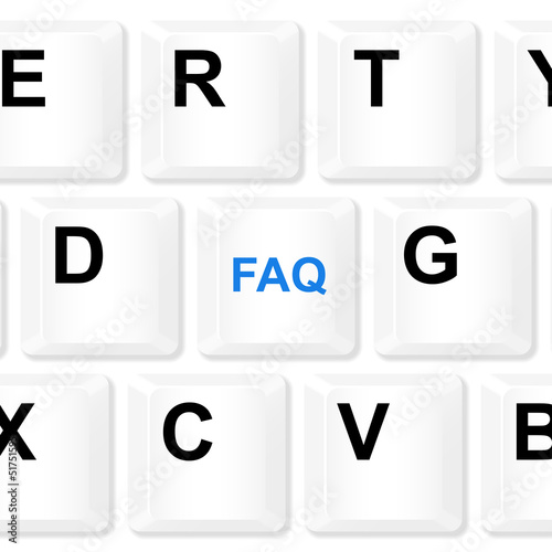 FAQ keyboard button. Vector illustration