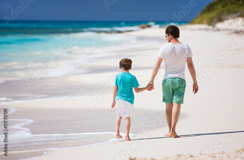 Father and son at beach