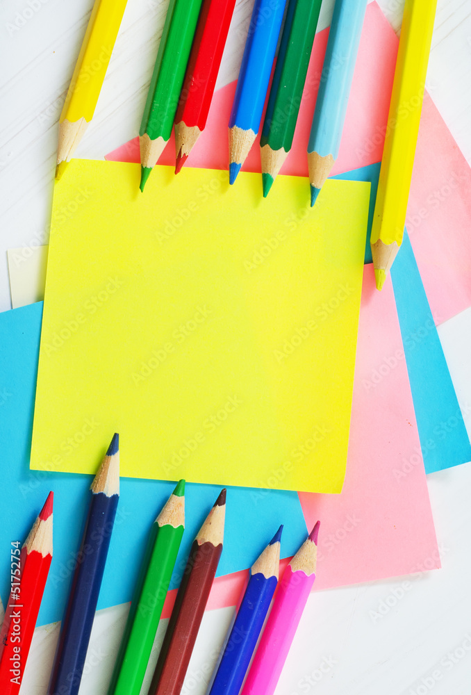 Fototapeta premium pencils and color sheets