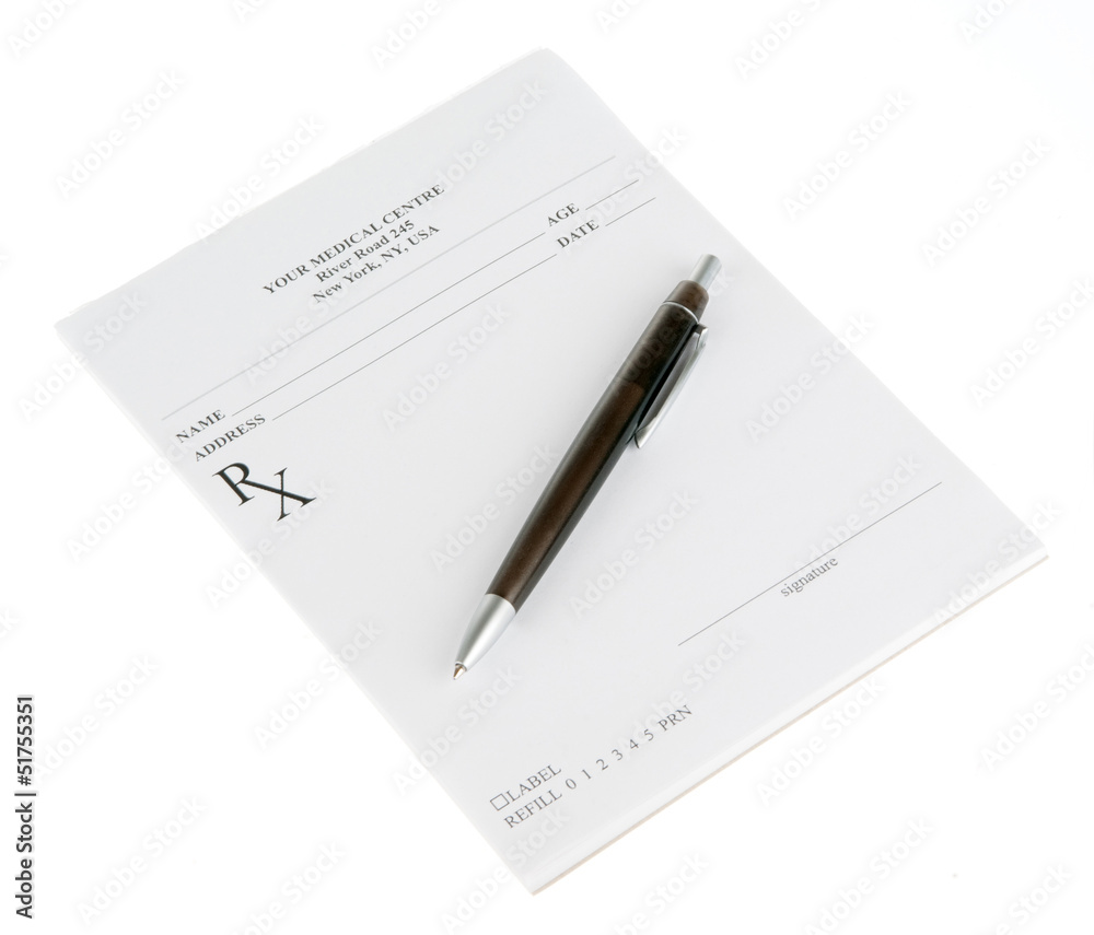 Prescription isolated on white background Prescription isolated on white background